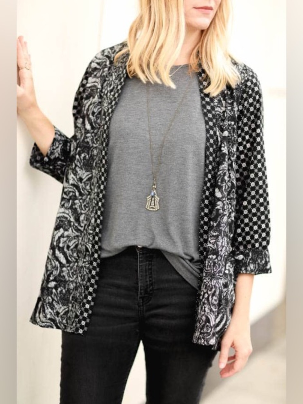 NWT H&M B&W Patterned Open Cardigan (2)
